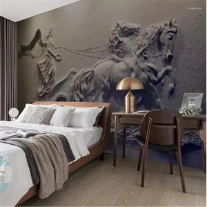 Sfondi Wellyu Carta da parati personalizzata 3d Po Murales Angelo Carriage Relief TV Sfondo Carta da parati Carta da pittura Decorazioni per la casa