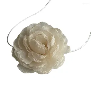 Gargantilha gótica elegante peônia flor clavícula corrente colar feminino ajustável n2ue