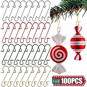 Juldekorationer 100/10 st prydnad S-formad metallkrokhållare Xmas Tree Balls Pendant Hanging Hooks Årsfestdekorationstillbehör
