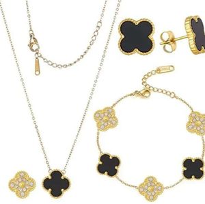 4 folhas trevo colar designer de jóias de luxo conjunto pingente colares pulseira brincos ouro prata mãe de pérola colar link chain womens14451