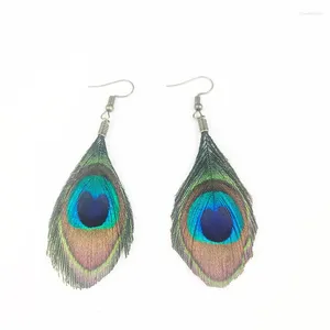 Dangle Earrings Ethnic Style Ladies Jewellery Bohemian Vintage Natural Peacock Feather Women