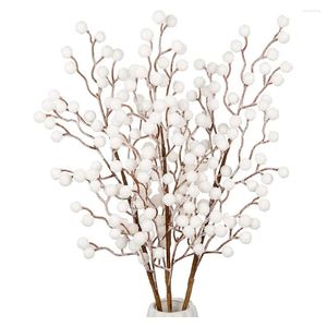 Decorative Flowers 1Pc Artificial White Berries Stems Christmas Berry Branches For Arrangements&Home DIY Crafts Fake Snow Tree Decorations