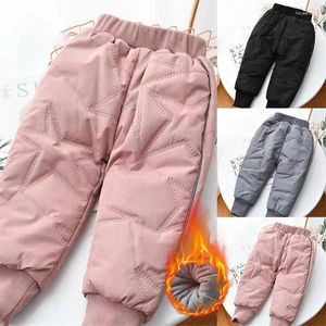 Pantaloni da ragazza pantaloni da sci spessi ragazzi invernali imbottiti per bambini vestiti per bambini in pile caldo cotone per bambini