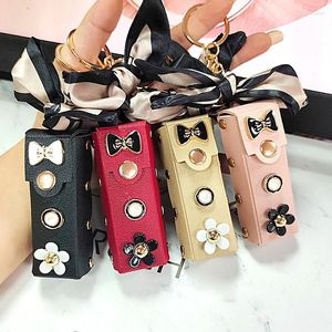 Keychains Outdoor Portable Lipstick Cover Chapstick Holder Key Chain Lip Balm Bag Keyrings Jewelry Gift For Women Girls