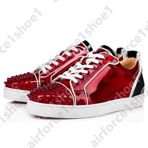Top Suela Roja Casual Shoes Red Bottoms Low Designer Shoes Men Sneakers Redbottoms Loafers Black Red Pike Paent Leather Slip на свадебных квартирах.