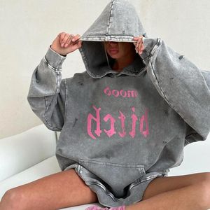 Kadın Hoodies y2k Tops Street Swead 2024 Kadın Kış Sonbahar Giysileri Seksi T gömlek Sıras Bluzları Moda Sweatshirt Hooded Baggy