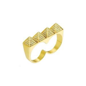 Farrah Donnah Fadou Jewelry Finger Tiger Ring Two Designers Egyptian Pyramid Sterling Silver Jiang Yunsheng Same Style EGI5