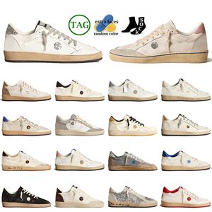 Designer Casual Shoes OG Gold Glitter Suede Leather Ball Star Handgjorda tränare Italien varumärke Kvinnor Mens Mens Upper Luxury Vintage Platform Silver Basketball Sneakers