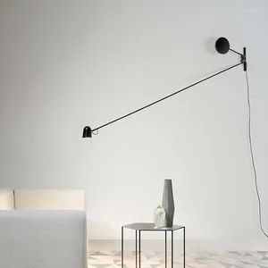 Wandleuchte, minimalistisches Schwarz-Weiß-Licht, italienischer Stil, dimmbare LED-Schwimmarm-Leuchte, Wohnzimmer, Schlafzimmer, Kunstdekoration