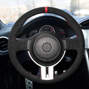 Steering Wheel Covers Black Suede DIY Hand-stitched Car Cover For Toyota 86 Subaru BRZ