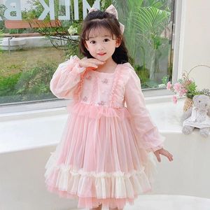 Flickklänningar Autumn Winter Kids Dress for Girls Baby Lolita Kawaii Wedding Ball Gown Princess Party Vestidos