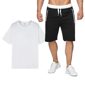 Herrspårar sommar bomullslinne skjorta set casual utomhus 2-stycken kostym och hemkläder pyjamas comfy andningsbar strand kort ärm L111