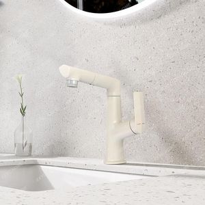 Bathroom Sink Faucets Washbasin Basin Faucet Copper Pull And Cold Multi-Functional Household Milk White