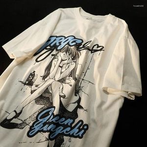 メンズタンクトップ特大のTシャツシャツアニメAsukaプリントY2K服グラフィックカワイイストリートウェアハラジュク面白いグランジ