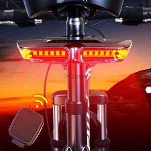 Outros acessórios de iluminação Luz de bicicleta sem fio Indicador de sinal de mudança de direção Luz traseira dianteira Farol traseiro de flash remoto para bicicleta Lanterna traseira recarregável USB YQ240205