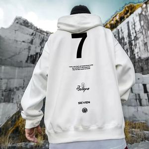 High Street Letter Print Hooded Hoodies Mens Front Pockets Baggy Casual Retro Pullover Sweatshirts Fleece Y2K Hoody Clothes 240201