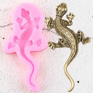 Bakningsformar 3D Lizard Silicone Mold Gecko Cupcake Topper Fondant Mögel Diy Cake Decorating Tools Candy Clay Chocolate Gumpaste