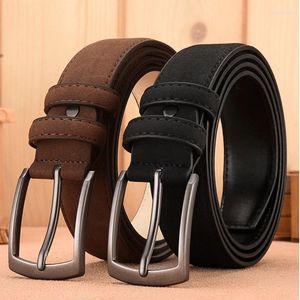 Bälten Chamois Leather Casual Men's Belt Alloy Pin Buckle Middle-Aged Youth Business Designer Suede for Men