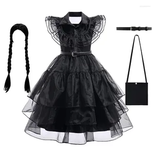 Girl Dresses Wednesday Cosplay For Girls Costume Movie Addams Kids Mesh Party Halloween Carnival Costumes 4-12Yrs