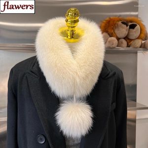 Scarves 2024 Winter Women Real Fox Fur Natural Fluffy Scarf Lady Warm Good Quality Genuine Muffler