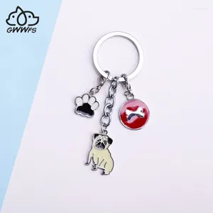 Keychains Pet Dachshund Pug Dog Key Chain Metal Ring Pom Gift för Women Girl Bag Charm Keychain Pendant Jewelry Lovers