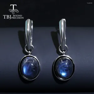 Orecchini pendenti in labradorite blu naturale, argento liscio, gioielleria raffinata da donna, in stile semplice ed elegante