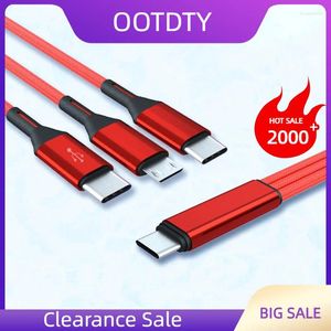 Universal 3 In 1 Type C To Micro USB Dual Charging Cable For Cellphone Tablet With Type-C Port Connector