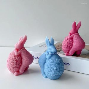 Hantverksverktyg 3D Creative Candle Silicone Mold Diy Easter Rabbit Egg Scented Gips Bunny Epoxy Harts Gips Form Mold Mold