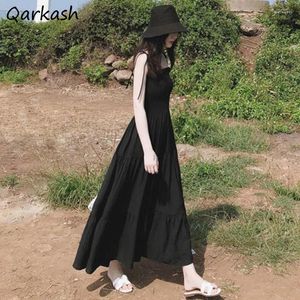 Casual Dresses Women Tender Spaghetti Straps Chic Summer Black Elegant Tunic Slim Inside Holiday Beach Wear Female Fashion Party