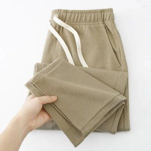 Мужские брюки весна-лето однотонные модные универсальные хлопковые брюки с эластичной резинкой на талии, прямые мужские уличные карманы с завязками