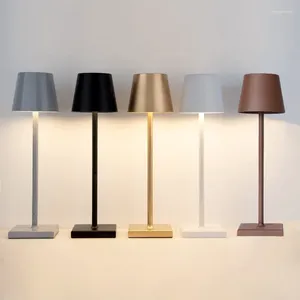 مصابيح طاولة مصباح قابلة لإعادة الشحن الحديثة LED محمولة USB اللمس التبديل الليلي Light El Cordless Desk لمطعم غرفة المعيشة