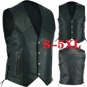 Gilet da uomo Gilet in pelle Punk Moda Cappotto casual Moto da uomo Solid Fleet