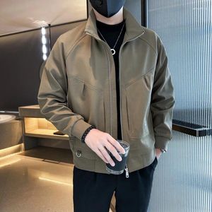 Giacche da uomo 2024 Primavera Moda Colletto alla coreana Tinta unita coreana Cappotti da lavoro Casual Sociale Streetwear Capispalla Abbigliamento uomo