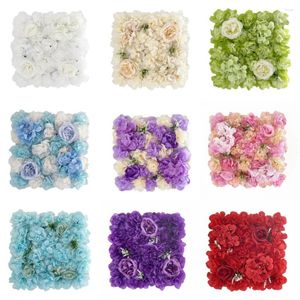 Fiori decorativi 35x35 cm Rosa di seta 3D Sfondo FAI DA TE Fiore artificiale Pianta Pannello da parete per la cerimonia nuziale Nuziale Baby Shower Decorazione finta