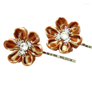 Acessórios de cabelo - 24 peças Zebra Kanzashi Pin Leopard Flower Bow Fabric Clip para meninas e crianças