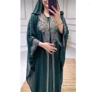 Ethnische Kleidung Abaya für luxuriöse Diamant-muslimische Frauen Djellaba Kapuzen-Maxikleider Türkei Afrikanisches Abendpartykleid Offener Kimono Boubou