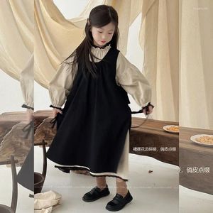 Mädchen Kleider Kinder Kleidung Set Mädchen Langarm Kleid 2024 Frühling Und Herbst Koreanischen Stil Casual Einfache Zwei Stück