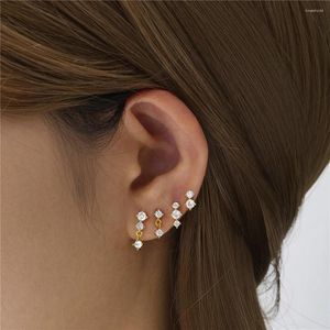 Stud Earrings CANNER Minimalist S Sterling Sier White Zircon Piercing Chain For Women Fine Jewelry Gift Brincos Pendientes