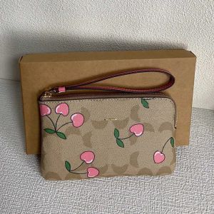 fashion coin purses designer key pouch coabag women middle long key chain wallet Cute Cherry Flower Print Girls Purse handbags clutch 231110