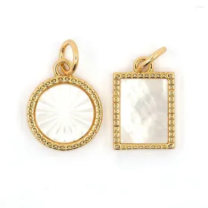 Pendant Necklaces Exquisite Shell Rectangle For Women Gold Plated Round Jewelry DIY Making Men Accessories Gifts Wholesale