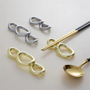 Table Mats Double-ring Interlocking Chopstick Rest Mirror Gold Home Dinning Room Spoon Kitchen Placemat