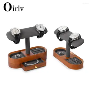 Smyckespåsar oirlv träklocka Display Stand T-Bar Armband Accessory Organizer för butiksrekvisita