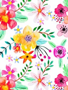 Wallpapers Peel And Stick Handpainting Seamless Watercolor Red/Yellow/Purple Flower Green Leaves Self-Adhesive For Home Decor