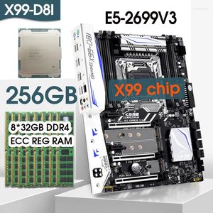 Płyty główne Jingsha x99 D8I Zestaw płyty głównej Xeon E5 2699 V3 LGA 2011-3 CPU 8PCS x 32GB 256GB 2133 MHz DDR4 Pamięć ECC Reg obsługuje układ Chip