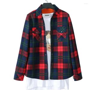 Women's Blouses Women Keep Warm Fleece Plaid Blouse Fashion Long Sleeve Turn-down Collar Pocket Velvet Shirt Oversized Checkered Tops Blusas