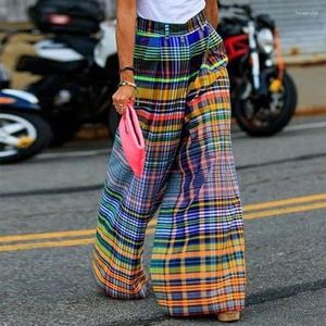 Women's Pants Yeezzi Female Stylish Selection Wide Leg Loose Checkerboard Printed Casual Bottoms For Women 2024 Arrivals