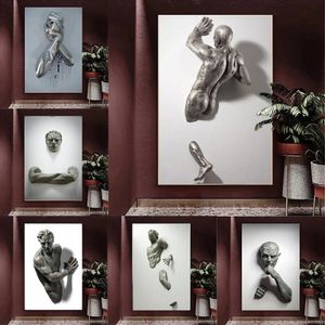 Outstanding visual effects Canvas Painting Metal figure statue Posters And Prints Wall Pictures For Living Room Home Decor 240129