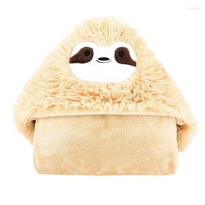 Filtar Vinterhuvfilt Långt flanell med ärmar Överdimensionerad hoodie Sloth Shape Warm Robe Sweatshirt Tillbehör