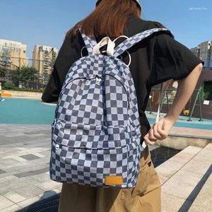 Torby szkolne 2024 Unisex Jean Plaid Laptop Plecak Travel Dżins codziennie wysoka zdolność swobodne ramiona torba w stylu koreańsko -stylowym w stylu szkolnym