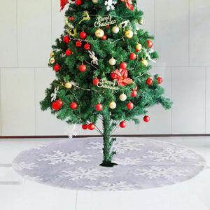 Christmas Decorations Easy To Install Tree Skirt With Rope Tie White Plush Snowflake Diy Decorative For Xmas